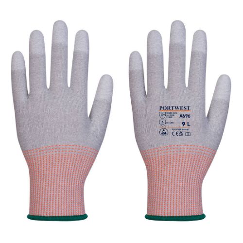 Portwest LR13 ESD PU Fingertip Cut Glove - 12 pack Grey/White Grey/White